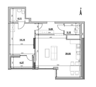 1-кімнатна 61.48 м² в ЖК Nordica Residence від 52 072 грн/м², Київ
