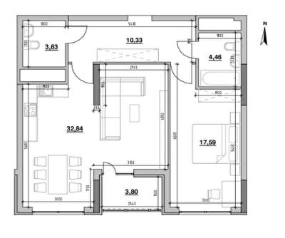 1-кімнатна 72.85 м² в ЖК Nordica Residence від 44 906 грн/м², Київ