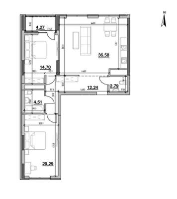 2-кімнатна 95.38 м² в ЖК Nordica Residence від 40 411 грн/м², Київ