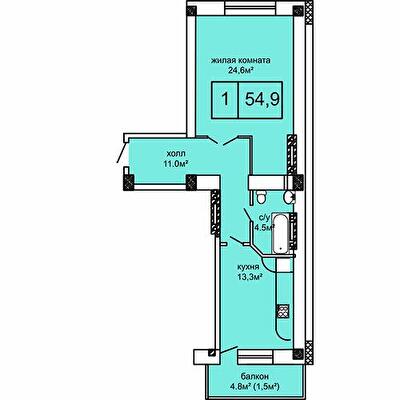 1-кімнатна 54.9 м² в ЖК Вернісаж від 23 850 грн/м², Одеса
