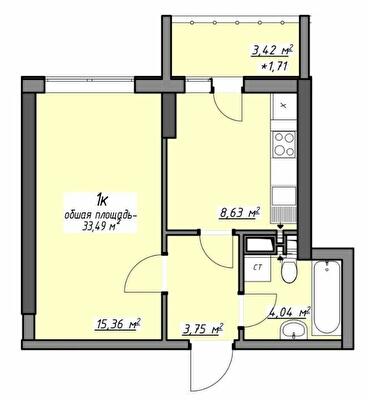 1-комнатная 33.49 м² в ЖК Одесские традиции на Глушко от 28 400 грн/м², Одесса