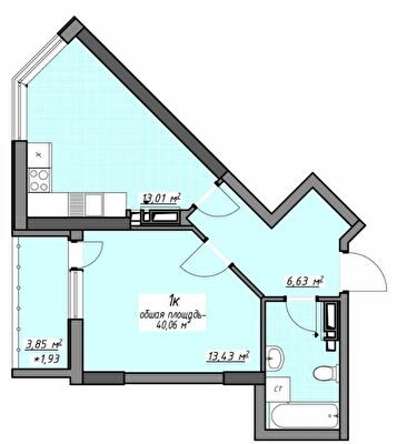 1-комнатная 40.06 м² в ЖК Одесские традиции на Глушко от 28 400 грн/м², Одесса
