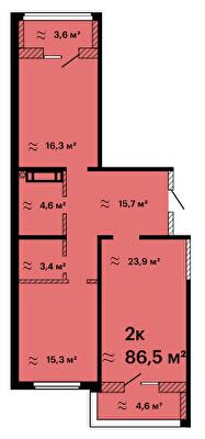 2-кімнатна 86.5 м² в ЖК Оскар від 34 650 грн/м², Одеса