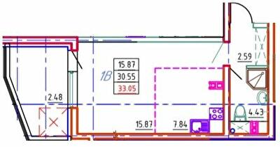1-кімнатна 33.05 м² в ЖК Удобный від 24 850 грн/м², Одеса