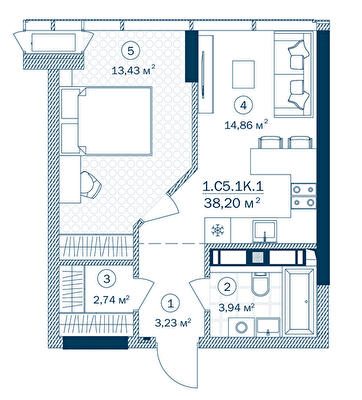 1-комнатная 38.2 м² в ЖК Rusaniv Residence от 39 150 грн/м², Киев