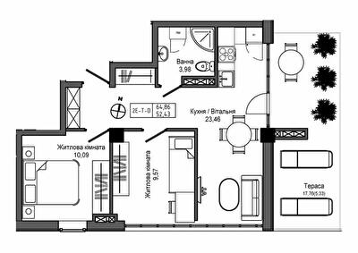 2-кімнатна 64.86 м² в ЖМ ARTVILLE від 23 200 грн/м², смт Авангард