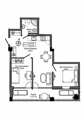 2-кімнатна 61.3 м² в ЖМ ARTVILLE від 23 200 грн/м², смт Авангард
