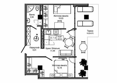 2-кімнатна 59.87 м² в ЖМ ARTVILLE від 23 200 грн/м², смт Авангард