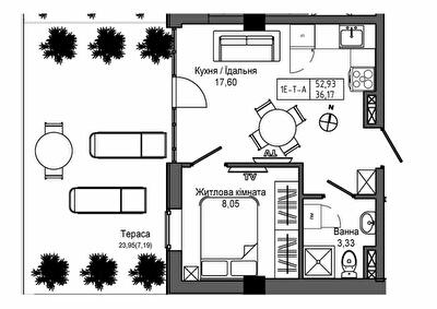 1-кімнатна 54.93 м² в ЖМ ARTVILLE від 21 550 грн/м², смт Авангард