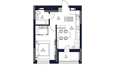 1-кімнатна 43.13 м² в ЖК POLARIS Home&Plaza від 36 262 грн/м², Київ
