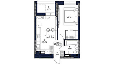 1-кімнатна 40.56 м² в ЖК POLARIS Home&Plaza від 36 262 грн/м², Київ