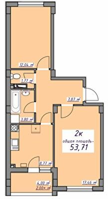 2-кімнатна 53.71 м² в ЖМ Сьоме Небо від 18 550 грн/м², смт Авангард