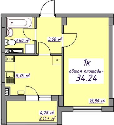 1-кімнатна 34.24 м² в ЖМ Сьоме Небо від 20 700 грн/м², смт Авангард