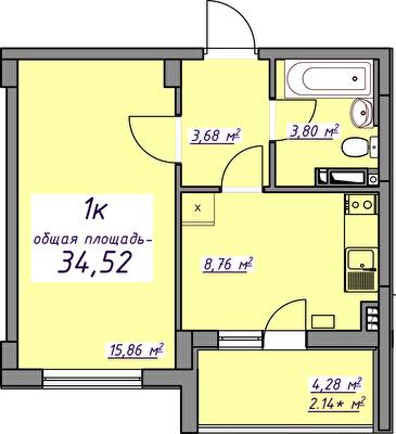 1-кімнатна 34.52 м² в ЖМ Сьоме Небо від 21 400 грн/м², смт Авангард