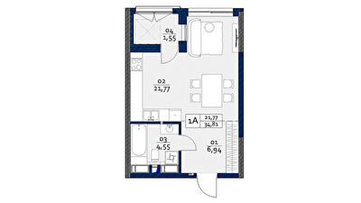 1-кімнатна 34.81 м² в ЖК POLARIS Home&Plaza від 42 118 грн/м², Київ
