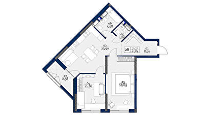 2-кімнатна 72.83 м² в ЖК POLARIS Home&Plaza від 34 178 грн/м², Київ