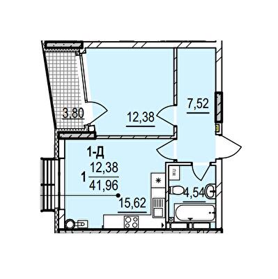 1-кімнатна 41.96 м² в ЖК Італійський квартал 2 від 35 000 грн/м², Київ