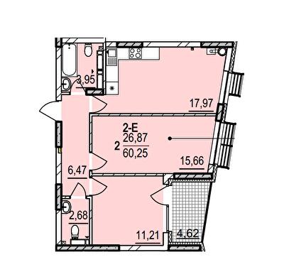2-кімнатна 60.25 м² в ЖК Італійський квартал 2 від 35 000 грн/м², Київ