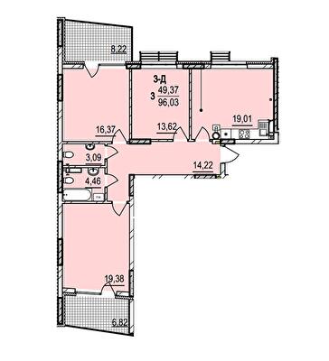 3-кімнатна 96.03 м² в ЖК Італійський квартал 2 від 32 000 грн/м², Київ
