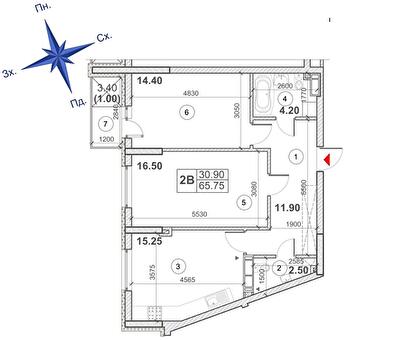 2-кімнатна 65.75 м² в ЖК Кирилівський Гай від 35 329 грн/м², Київ