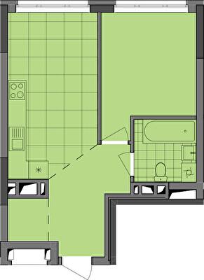 1-кімнатна 41.57 м² в ЖК Dibrova Park від 29 193 грн/м², Київ