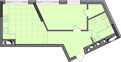 1-кімнатна 47.34 м² в ЖК Dibrova Park від 29 193 грн/м², Київ