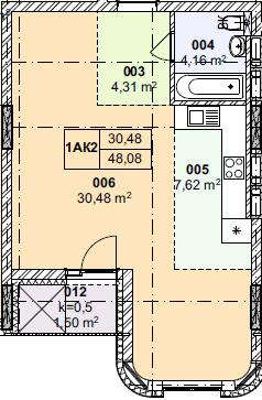 1-кімнатна 48.08 м² в ЖК 044 від 68 000 грн/м², Київ