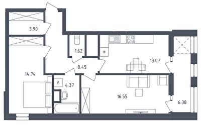 2-комнатная 69.08 м² в ЖК Малоголосківські пагорби от 25 900 грн/м², Львов