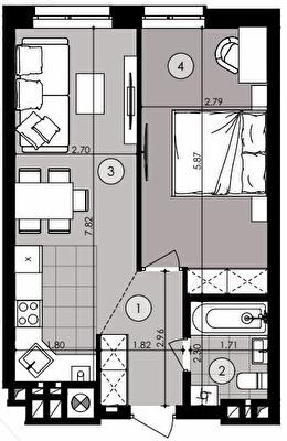 1-комнатная 43.95 м² в ЖК Парк Арена от 20 900 грн/м², Львов