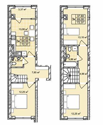 Двухуровневая 72.37 м² в ЖК Софиевка от 28 000 грн/м², Львов