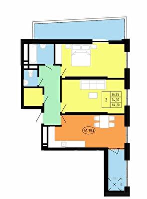 2-комнатная 84.2 м² в ЖК ул. Замарстыновская, 134А от 30 000 грн/м², Львов