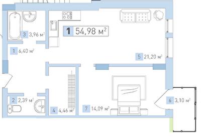 1-комнатная 54.98 м² в ЖК Срибный Дим Бизнес от 38 100 грн/м², г. Трускавец