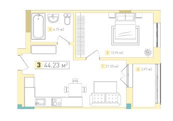 1-комнатная 44.23 м² в ЖК Срибный Дим Комфорт от 25 900 грн/м², г. Трускавец