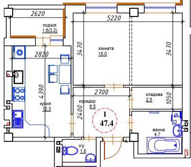 1-комнатная 47.4 м² в ЖК ЯневБуд от 13 300 грн/м², пгт Ивано-Франково