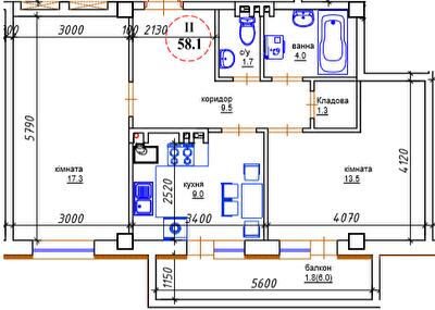2-комнатная 58.1 м² в ЖК ЯневБуд от 13 300 грн/м², пгт Ивано-Франково