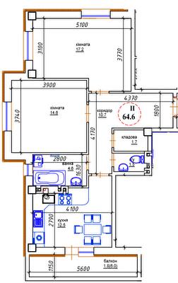 2-комнатная 64.6 м² в ЖК ЯневБуд от 13 950 грн/м², пгт Ивано-Франково