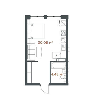 1-кімнатна 34.53 м² в ЖК Central Hills від 70 483 грн/м², Київ