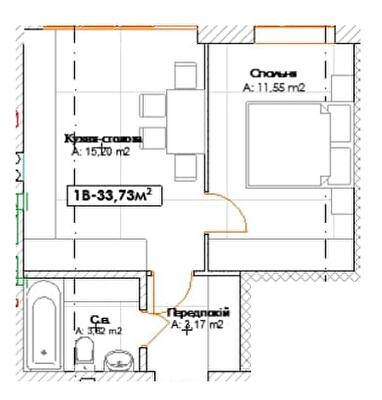 1-кімнатна 33.73 м² в КБ Поема від 32 800 грн/м², м. Ірпінь