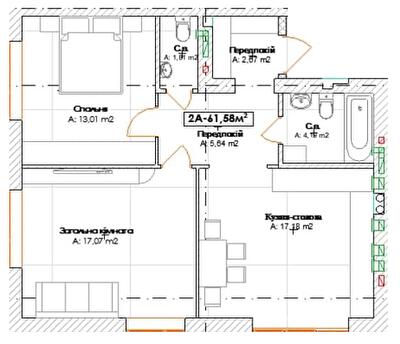 2-кімнатна 61.58 м² в КБ Поема від 30 800 грн/м², м. Ірпінь