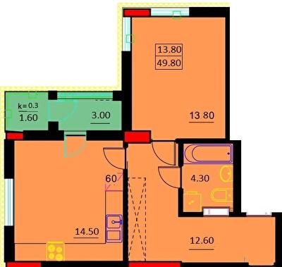 1-кімнатна 49.8 м² в ЖК Шевченко від 21 000 грн/м², м. Біла Церква