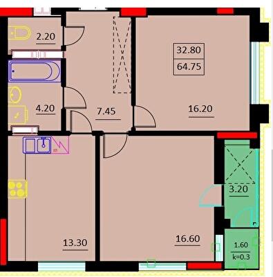 2-кімнатна 64.75 м² в ЖК Шевченко від 20 000 грн/м², м. Біла Церква