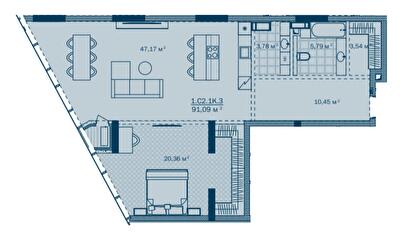 1-комнатная 91.01 м² в ЖК Rusaniv Residence от 38 438 грн/м², Киев