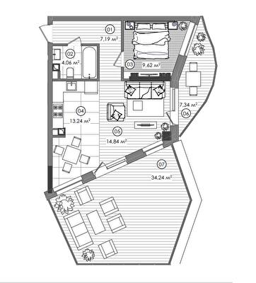 1-кімнатна 57.36 м² в ЖК Creator City від 65 407 грн/м², Київ