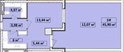 1-комнатная 45.9 м² в ЖК Capital Tower от 27 000 грн/м², Чернигов