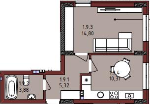 1-комнатная 34.3 м² в ЖК New от 25 900 грн/м², Львов