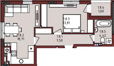 1-комнатная 46.26 м² в ЖК New от 25 900 грн/м², Львов