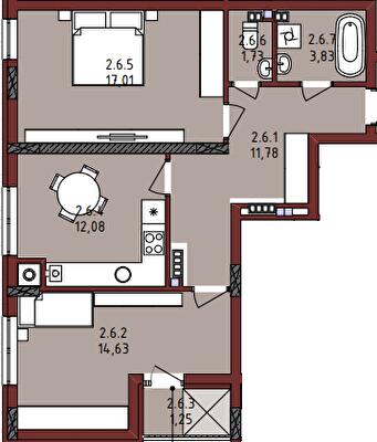 2-комнатная 62.3 м² в ЖК New от 26 000 грн/м², Львов