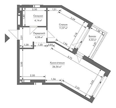 1-кімнатна 47.9 м² в ЖК Gravity Park від 34 371 грн/м², Київ