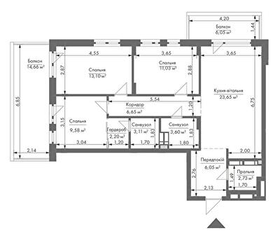 3-кімнатна 87.9 м² в ЖК Gravity Park від 32 062 грн/м², Київ