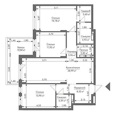 3-кімнатна 105.6 м² в ЖК Gravity Park від 33 858 грн/м², Київ